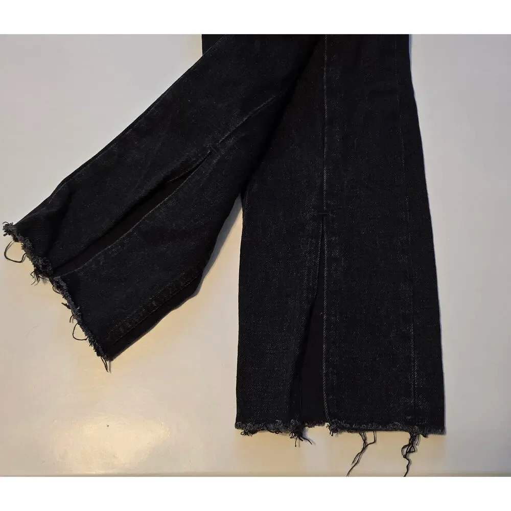 Abercrombie & Fitch Curve Love Jeans Womens 2R Black Skinny High Rise Split Hem